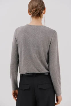 Cortefiel Camiseta detalle perlas y strass Gris Clearance