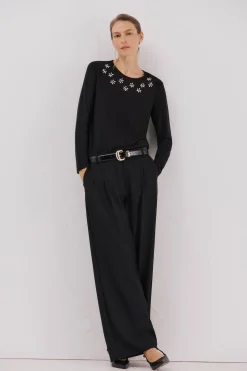 Cortefiel Camiseta detalle strass Negro Online