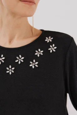 Cortefiel Camiseta detalle strass Negro Online