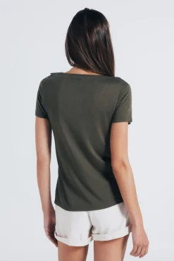 Springfield Camiseta escote crochet kaki