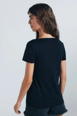 Springfield Camiseta escote crochet negro