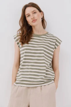 Cortefiel Camiseta escote pico Verde Sale