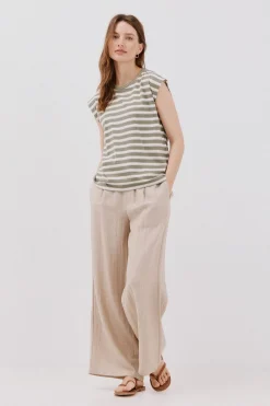 Cortefiel Camiseta escote pico Verde Sale