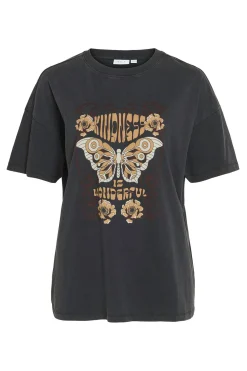 Vila Camiseta estampada de algodón orgánico Gris Online