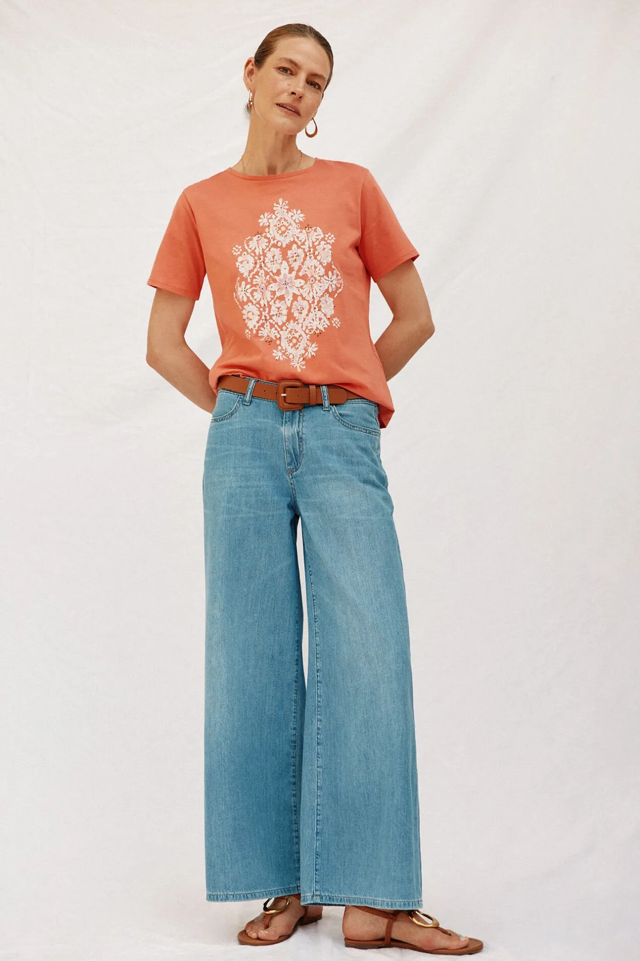 Cortefiel Camiseta estampado posicional Naranja Outlet