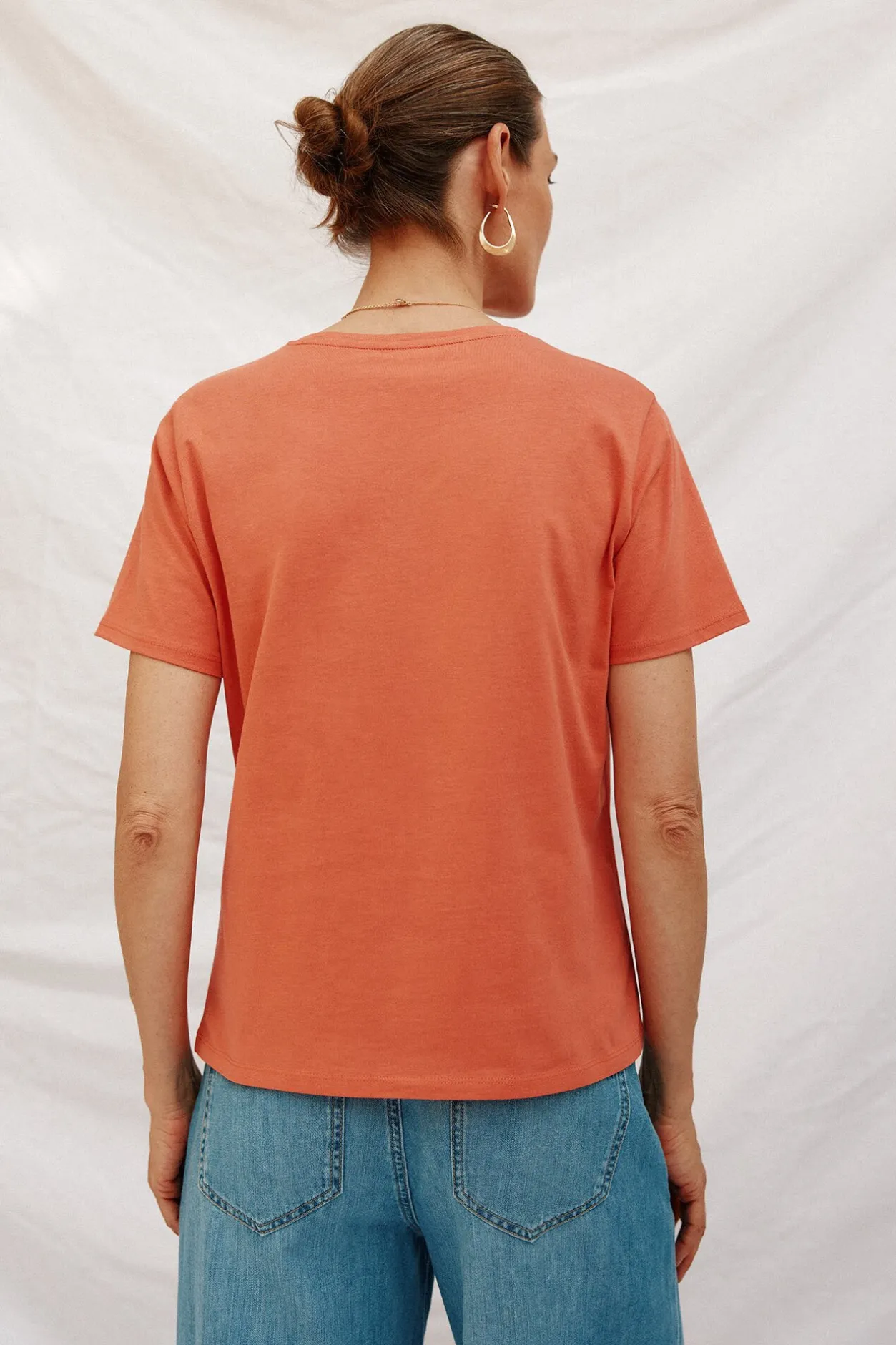 Cortefiel Camiseta estampado posicional Naranja Outlet