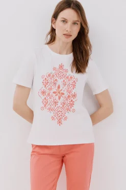 Cortefiel Camiseta estampado posicional Blanco