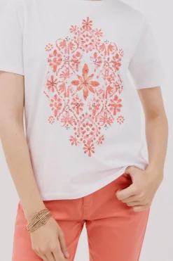 Cortefiel Camiseta estampado posicional Blanco