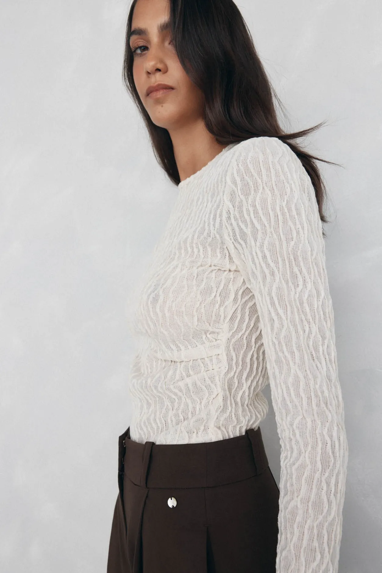 Pedro del Hierro Camiseta estructura manga larga Crudo Best