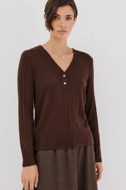 Cortefiel Camiseta estructura panadera Marr&oacute;n oscuro