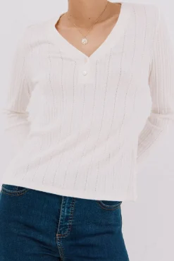 Cortefiel Camiseta estructura panadera Blanco New