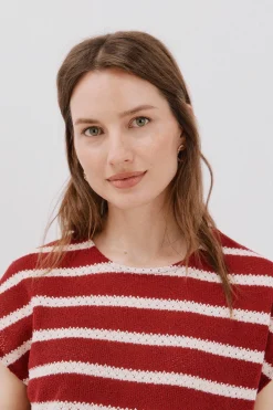 Cortefiel Camiseta estructura rayas Vino Clearance