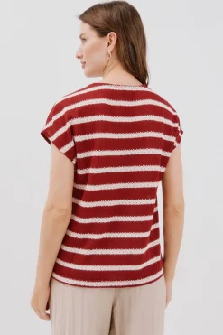 Cortefiel Camiseta estructura rayas Vino Clearance