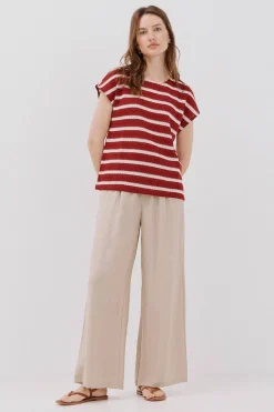 Cortefiel Camiseta estructura rayas Vino Clearance