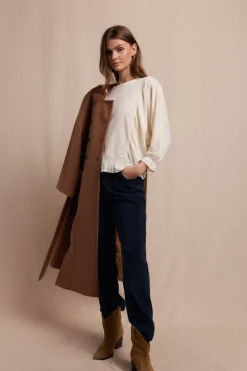 Slowlove Camiseta estructura rustica manga globo Marfil Clearance