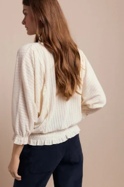 Slowlove Camiseta estructura rustica manga globo Marfil Clearance