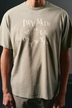 OOTO Camiseta gráfica lavada Kaki Outlet