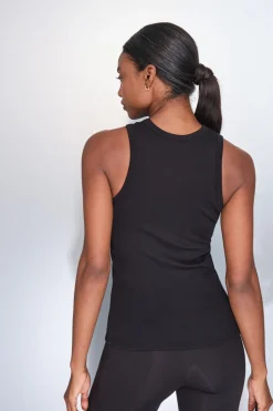 Dash and Stars Camiseta halter algodón canalé negro Outlet