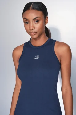 Dash and Stars Camiseta halter algodón canalé azul Best