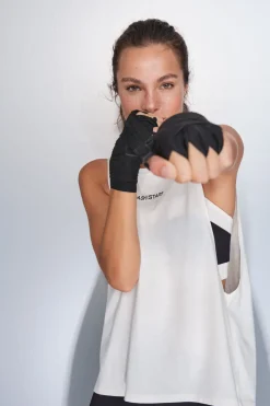 Dash and Stars Camiseta halter sin mangas algodón blanca beige Sale