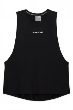 Dash and Stars Camiseta halter sin mangas algodón negro New
