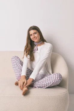 Women'secret Camiseta holgada manga larga blanco Discount