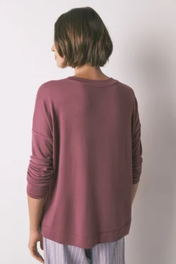 Women'secret Camiseta holgada manga larga granate burdeos Sale