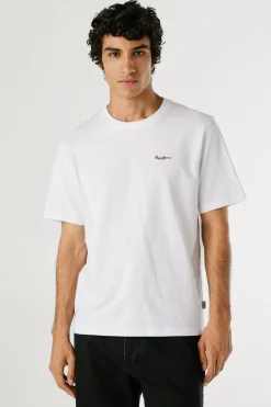 Pepe Jeans Camiseta Logo Bordado Fit Regular blanco Sale