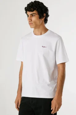 Pepe Jeans Camiseta Logo Bordado Fit Regular blanco Sale