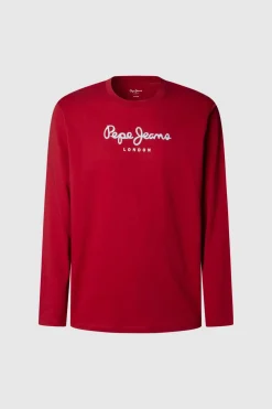 Pepe Jeans Camiseta Logo De Manga Larga rojo Sale