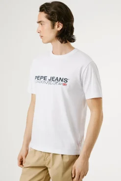 Pepe Jeans Camiseta Logo Estampado Fit Regular blanco Discount