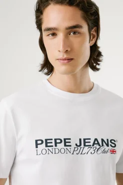 Pepe Jeans Camiseta Logo Estampado Fit Regular blanco Discount
