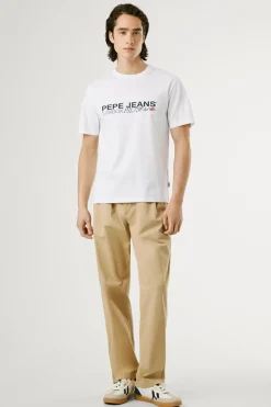 Pepe Jeans Camiseta Logo Estampado Fit Regular blanco Discount