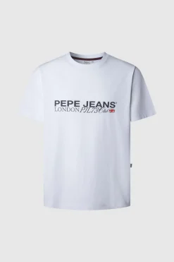 Pepe Jeans Camiseta Logo Estampado Fit Regular blanco Discount