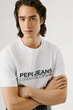 Pepe Jeans Camiseta Logo Estampado Fit Regular blanco Discount