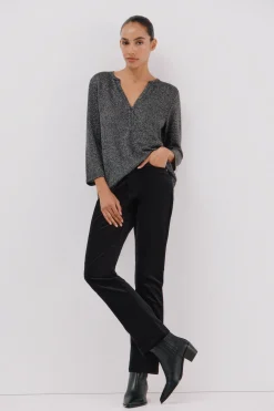 Cortefiel Camiseta lurex cuello mao Gris Clearance