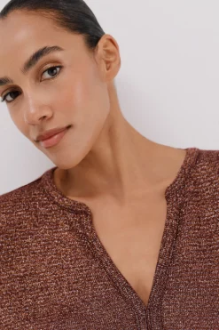 Cortefiel Camiseta lurex cuello mao Granate Clearance