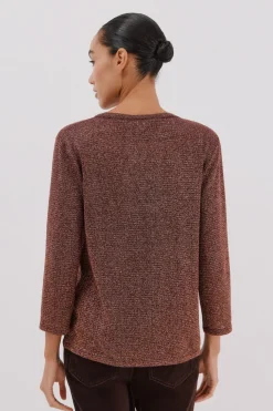 Cortefiel Camiseta lurex cuello mao Granate Clearance