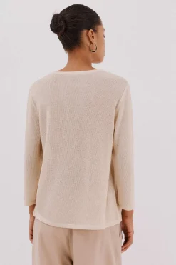 Cortefiel Camiseta lurex cuello mao Dorado