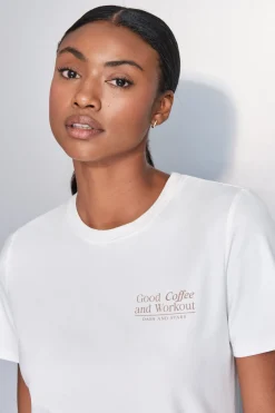 Dash and Stars Camiseta manga corta algodón blanco beige Hot