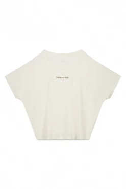 Dash and Stars Camiseta manga corta boxy blanco beige