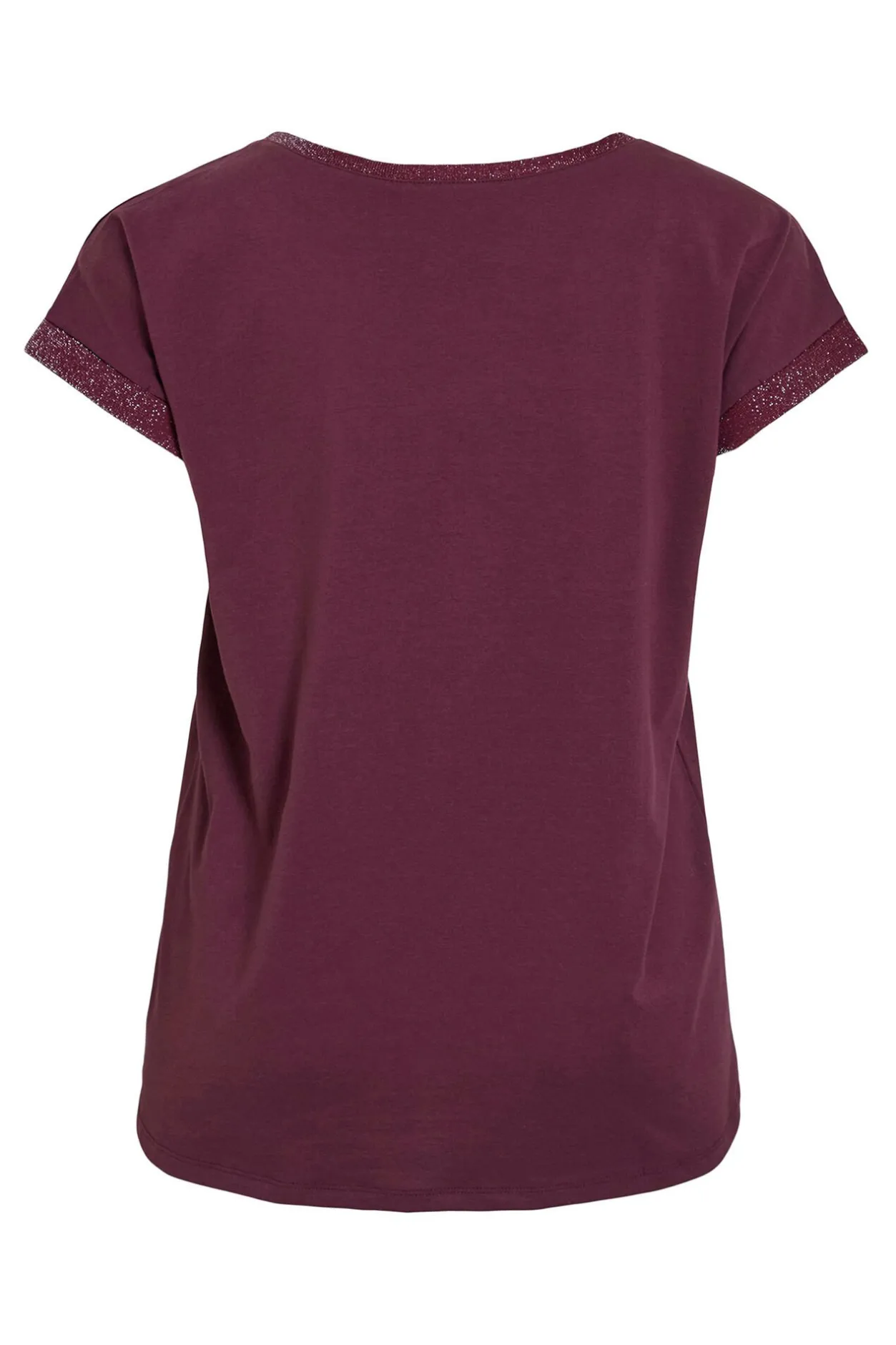 Vila Camiseta manga corta con glitter de algodón orgánico Morado New