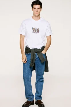 Selected Camiseta manga corta con print 100% algodón orgánico Blanco Hot