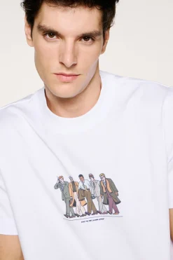 Selected Camiseta manga corta con print 100% algodón orgánico Blanco Hot