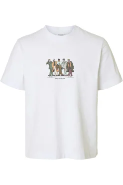Selected Camiseta manga corta con print 100% algodón orgánico Blanco Hot