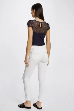 Morgan Camiseta manga corta con encaje Azul marino Best