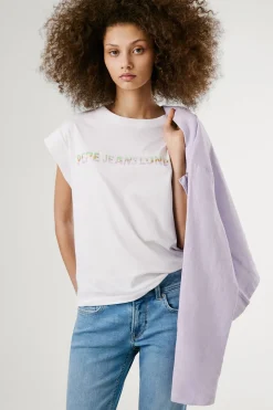 Pepe Jeans Camiseta manga corta con logo recto frontal blanco Hot