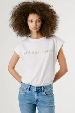 Pepe Jeans Camiseta manga corta con logo recto frontal blanco Hot