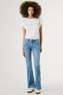 Pepe Jeans Camiseta manga corta con logo recto frontal blanco Hot