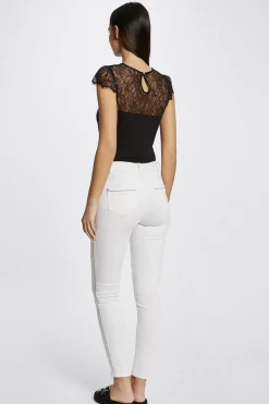 Morgan Camiseta manga corta con encaje Negro Best